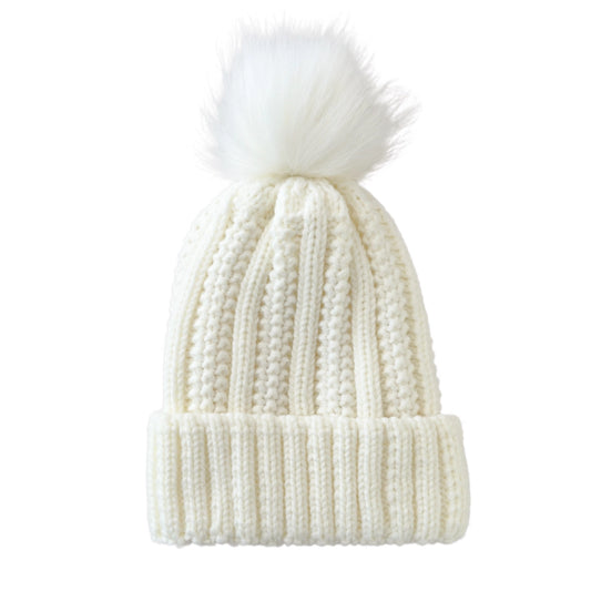 white beanie satin lined beanie white with pom pom